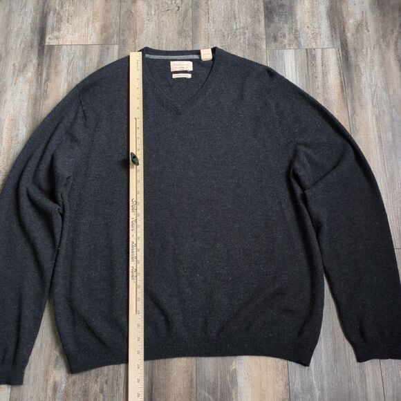 Men's Weatherproof Vintage V-Neck Merino Cashmere Sweater Size Large Gray - Picture 3 of 5